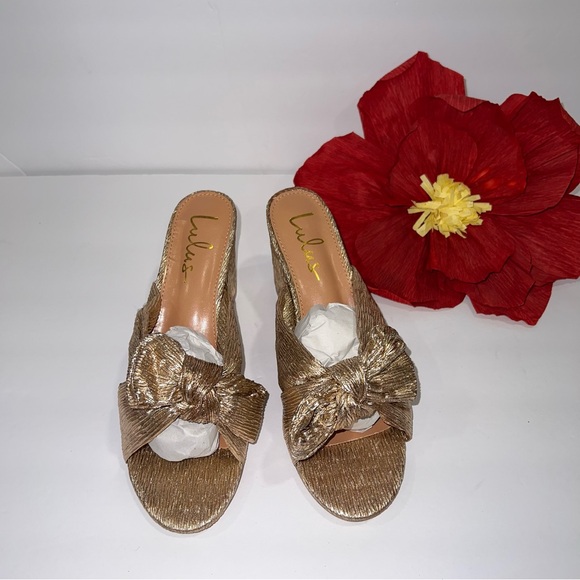 Lulus Dorthea Rose Gold Knotted High Block Heel Sandals - New In Box - Reemoly - Picture 5 of 12